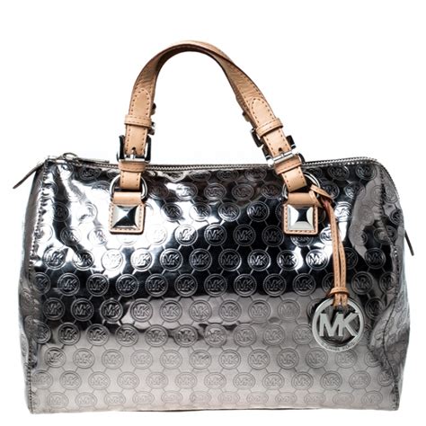 michael kors silver bag|Michael Kors metallic silver handbags.